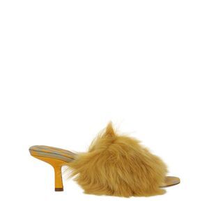 Burberry Jackie Shearling Mules Yellow Womens